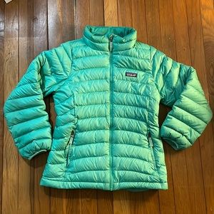 Patagonia Girls Green Down Sweater Jacket XL 14